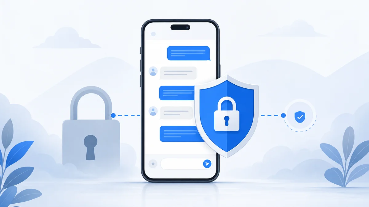 Ilustração de conta do Telegram protegida com cadeado e verificação