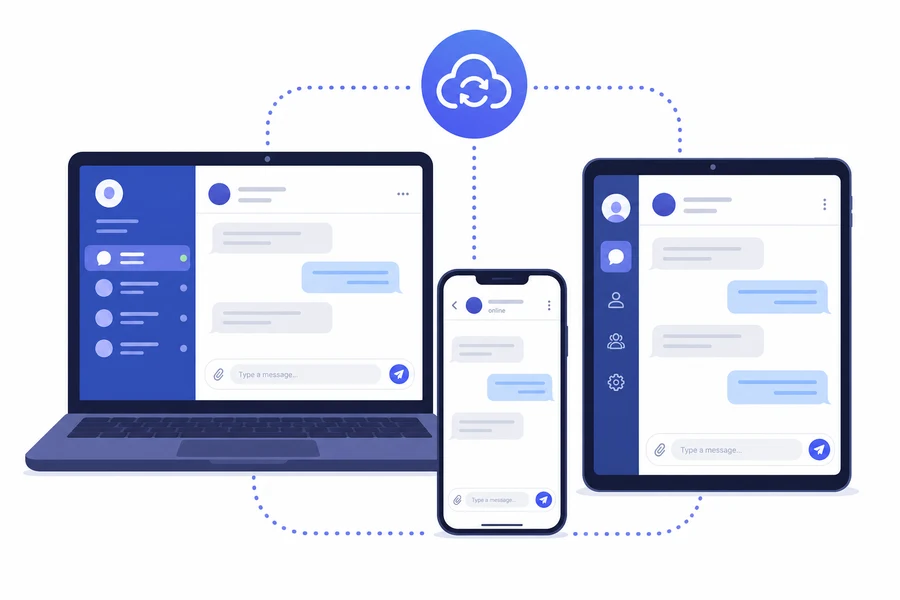 Telegram sincronizado entre notebook, tablet e celular pela nuvem