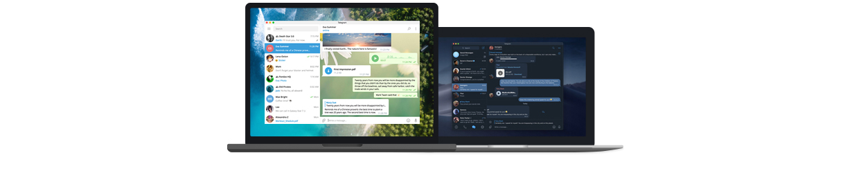 Telegram aberto em notebook e celular lado a lado